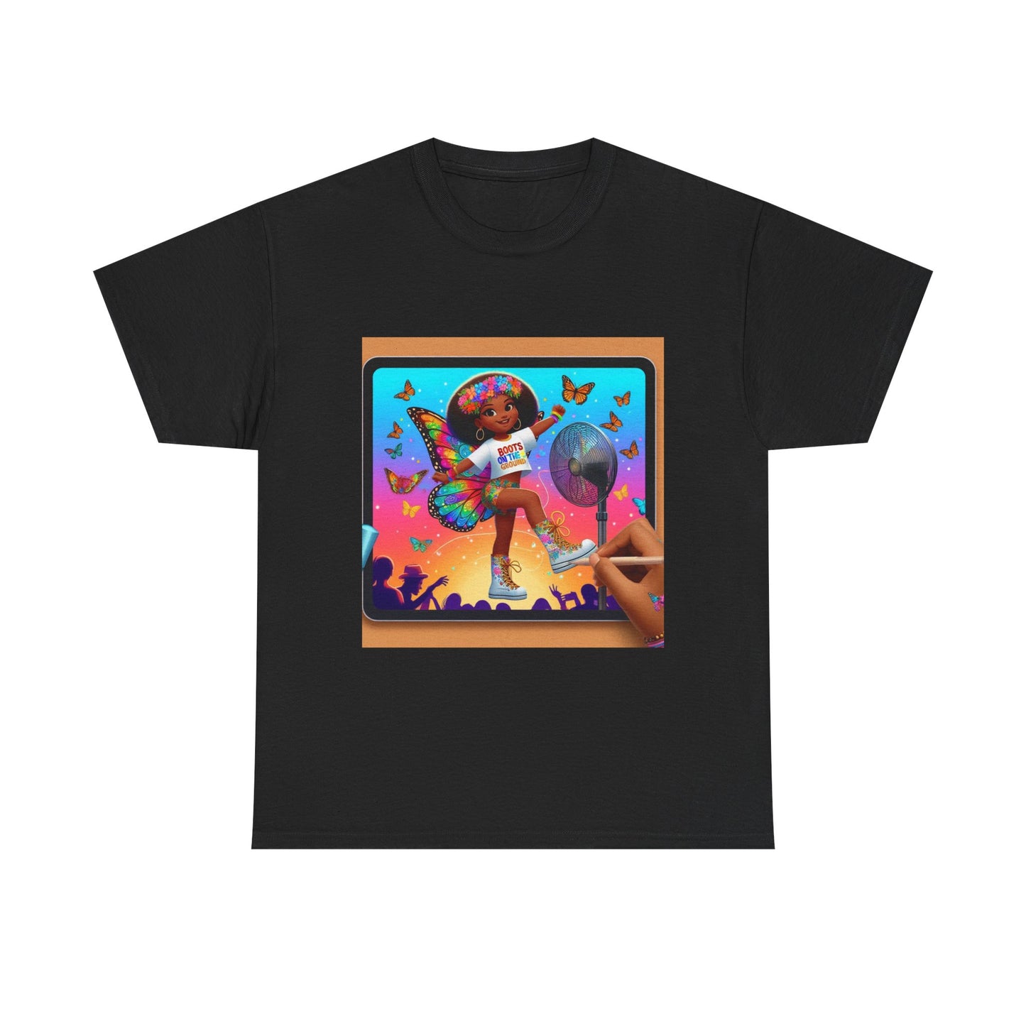 Boots On the Ground T-shirt Vibrant Butterfly Dance Tee, Unisex Cotton Shirt, Festival Style Top