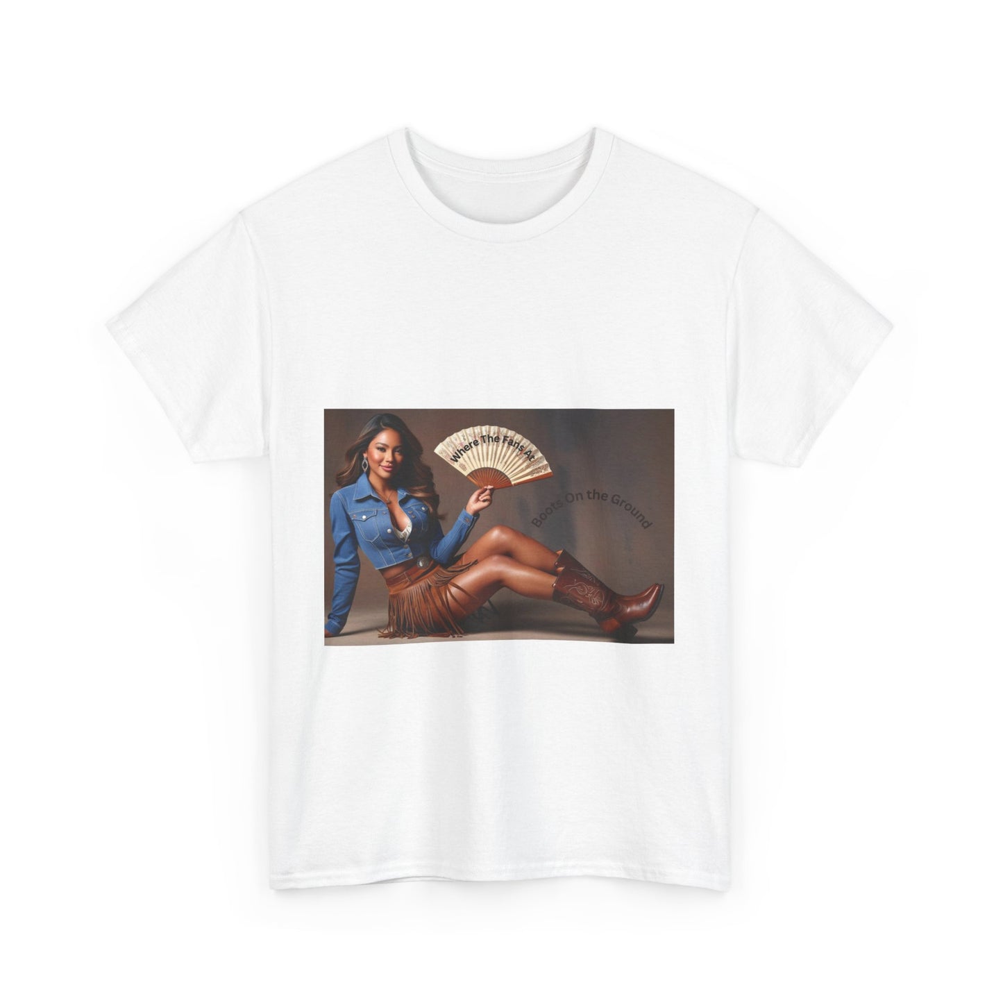 Boots on the Ground Where the Fans At Retro Glam Unisex Heavy Cotton Tee