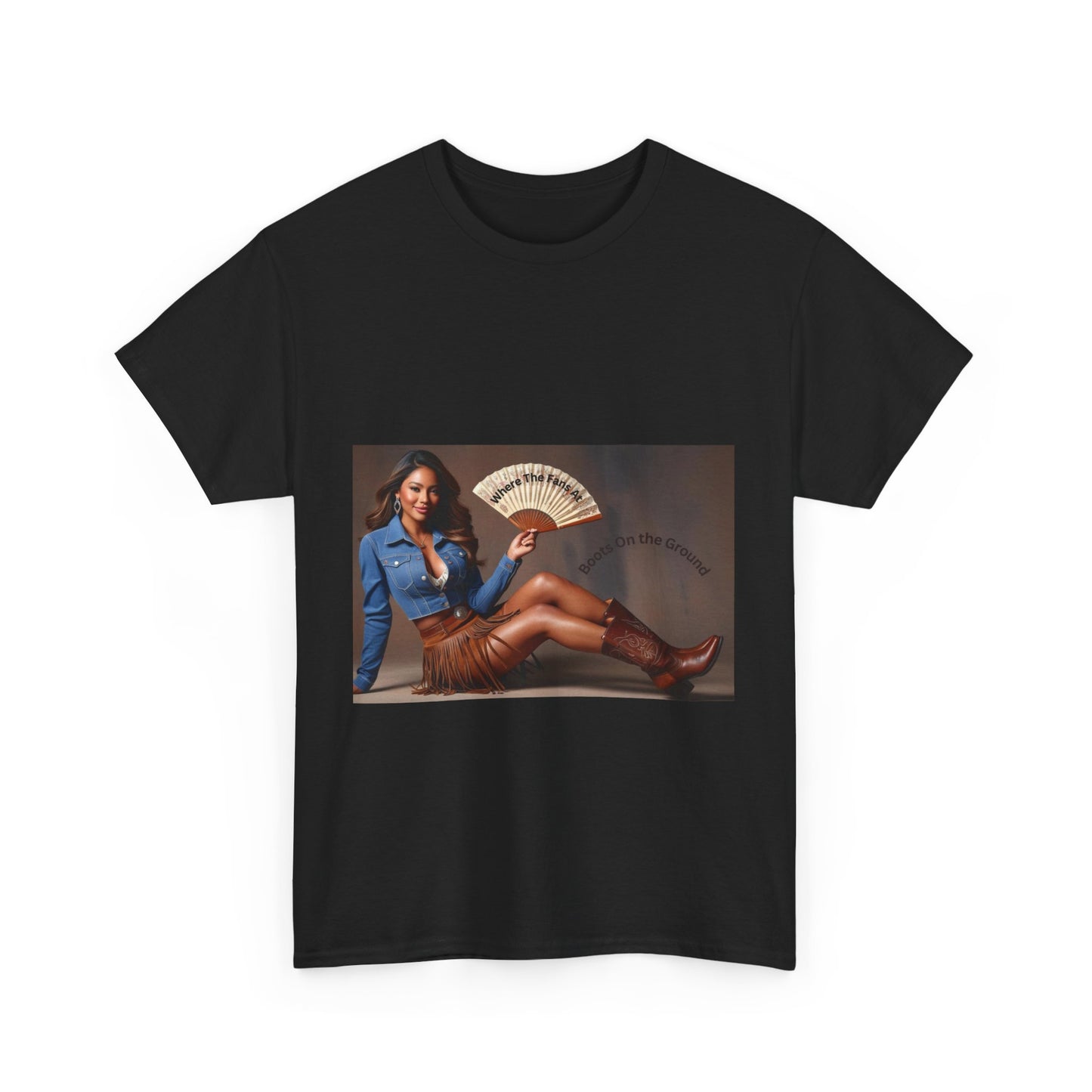Boots on the Ground Where the Fans At Retro Glam Unisex Heavy Cotton Tee