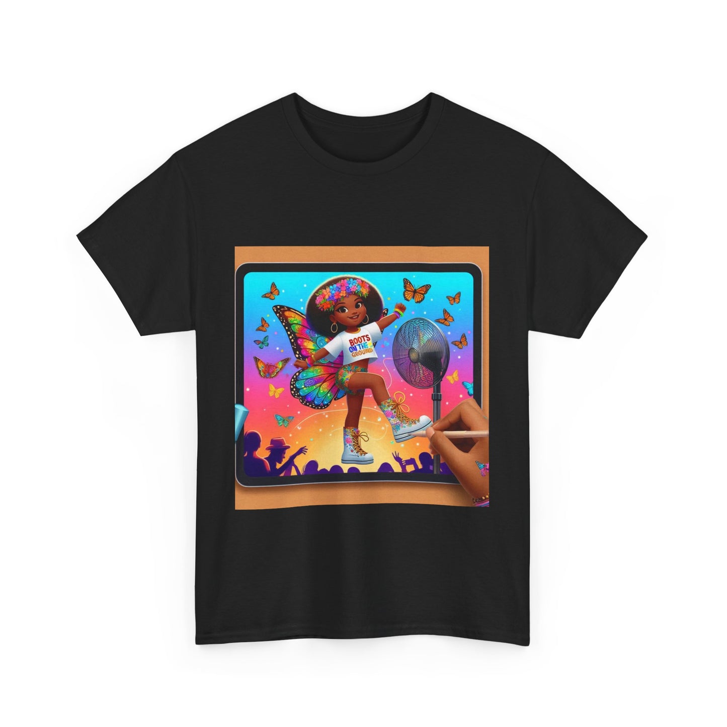 Boots On the Ground T-shirt Vibrant Butterfly Dance Tee, Unisex Cotton Shirt, Festival Style Top