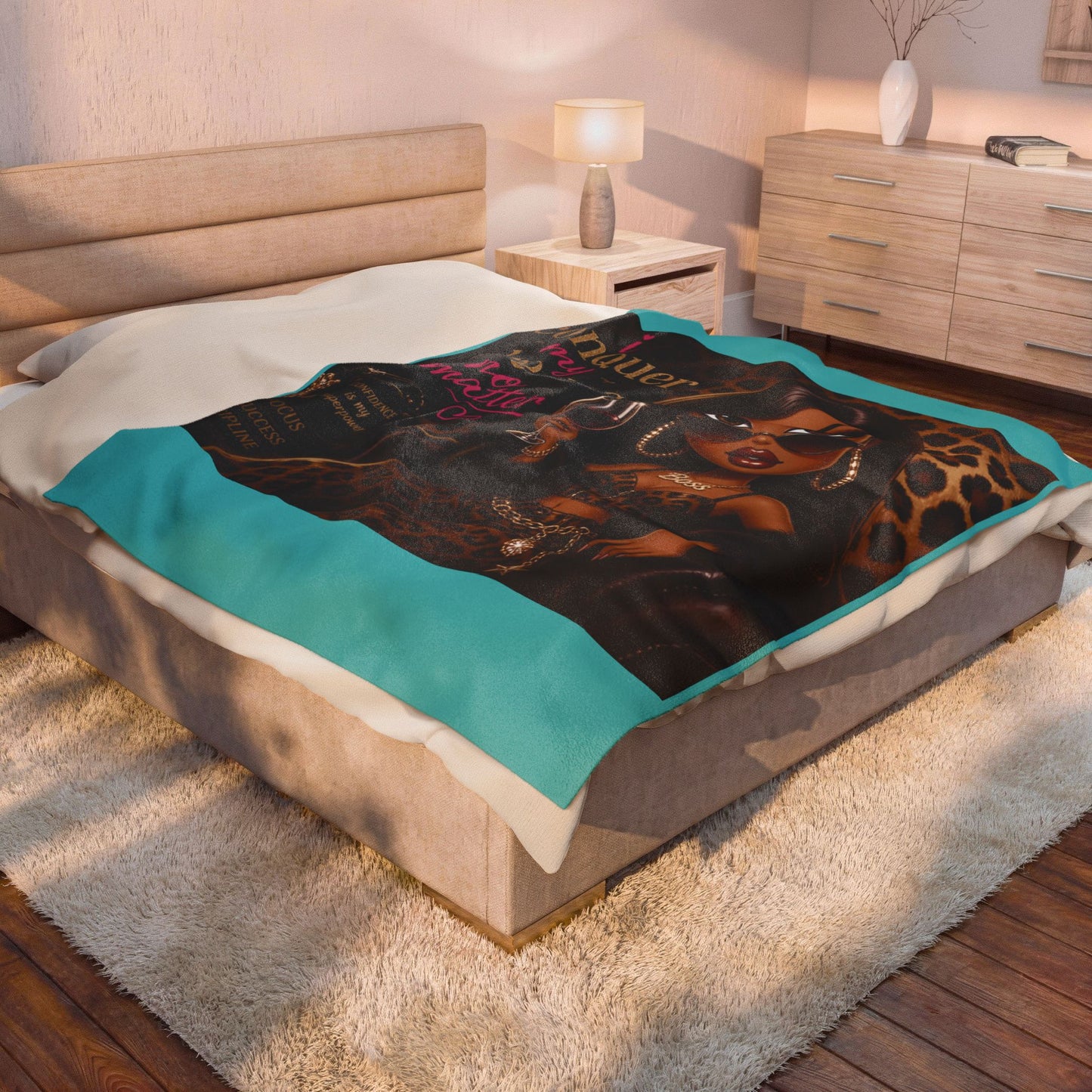 I Conquer My Dreams No Matter Leopard Girl Velveteen Plush Blanket