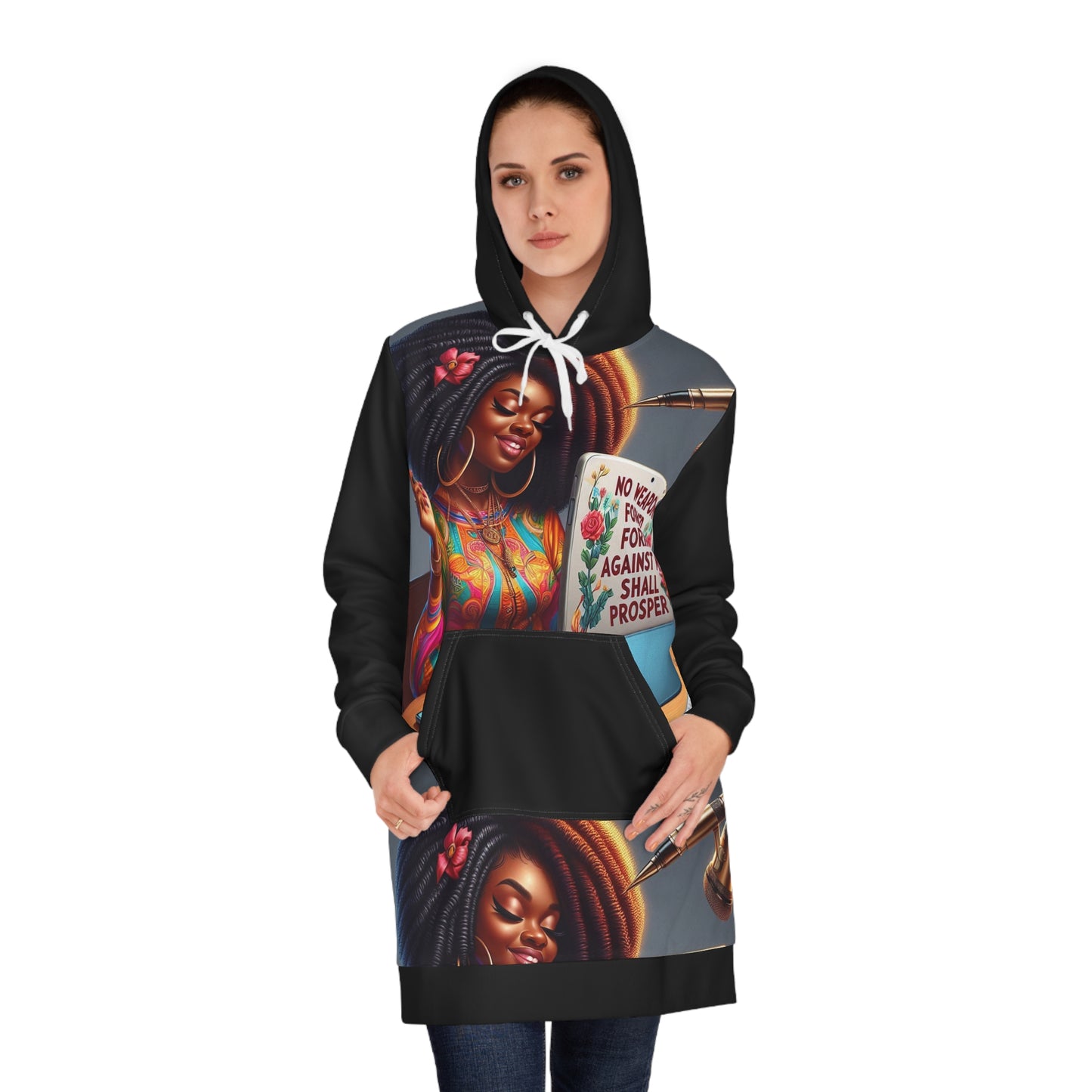 Empowering Women's Hoodie Dress, Cozy Casualwear, Ideal for Work or Play, Gift for Her, Motivational Fashion