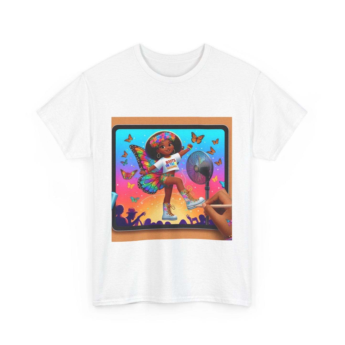 Boots On the Ground T-shirt Vibrant Butterfly Dance Tee, Unisex Cotton Shirt, Festival Style Top