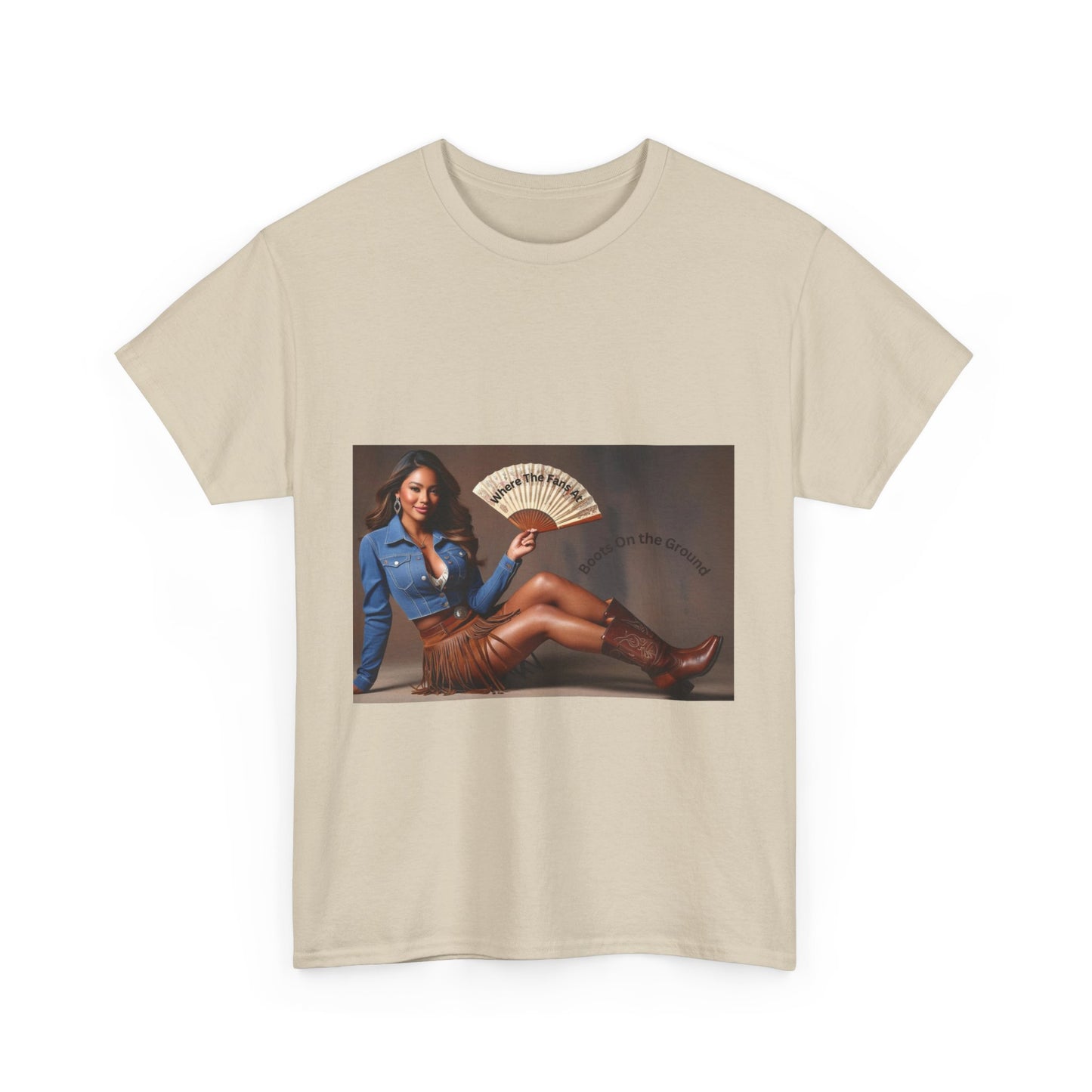 Boots on the Ground Where the Fans At Retro Glam Unisex Heavy Cotton Tee