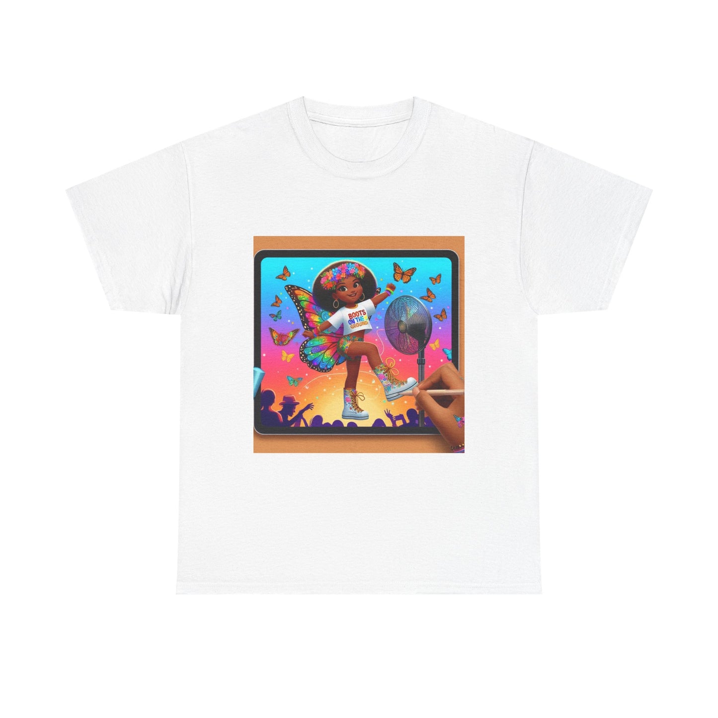 Boots On the Ground T-shirt Vibrant Butterfly Dance Tee, Unisex Cotton Shirt, Festival Style Top