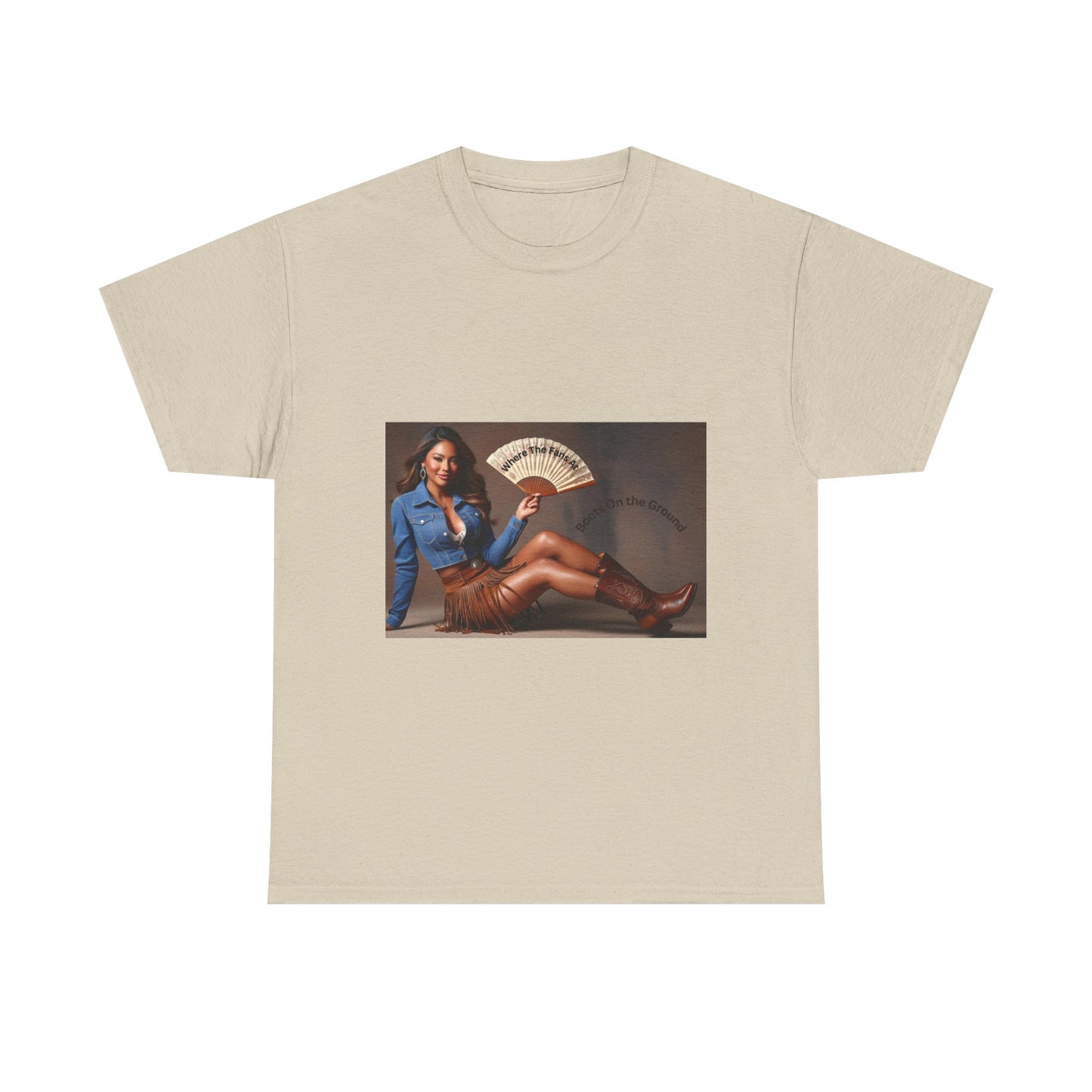 Boots on the Ground Where the Fans At Retro Glam Unisex Heavy Cotton Tee