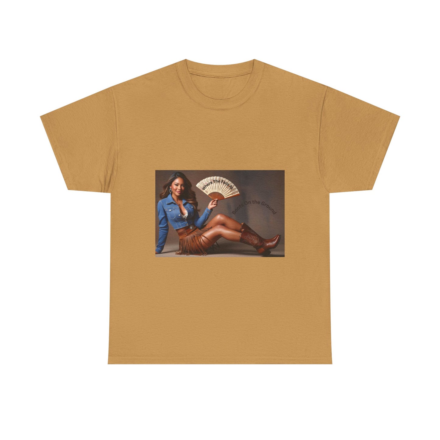 Boots on the Ground Where the Fans At Retro Glam Unisex Heavy Cotton Tee