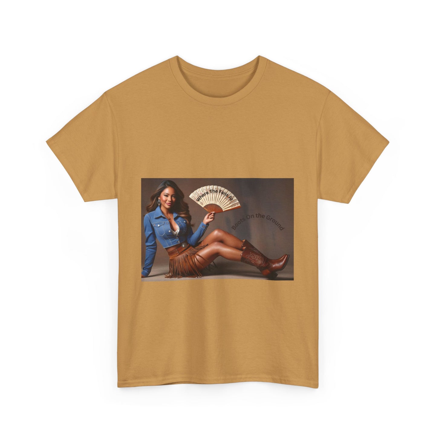 Boots on the Ground Where the Fans At Retro Glam Unisex Heavy Cotton Tee
